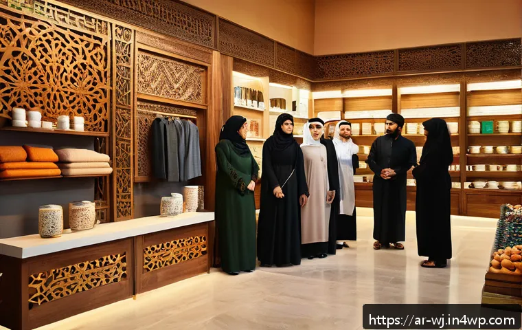 브랜드 스토리텔링과 고객 중심 전략 - A warm and inviting scene depicting a diverse group of Arabic-speaking customers engaging with a sus...
